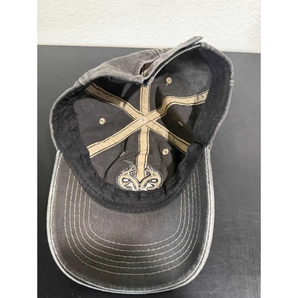 Realtree brand grey faded antler big logo strapback hat cap, os